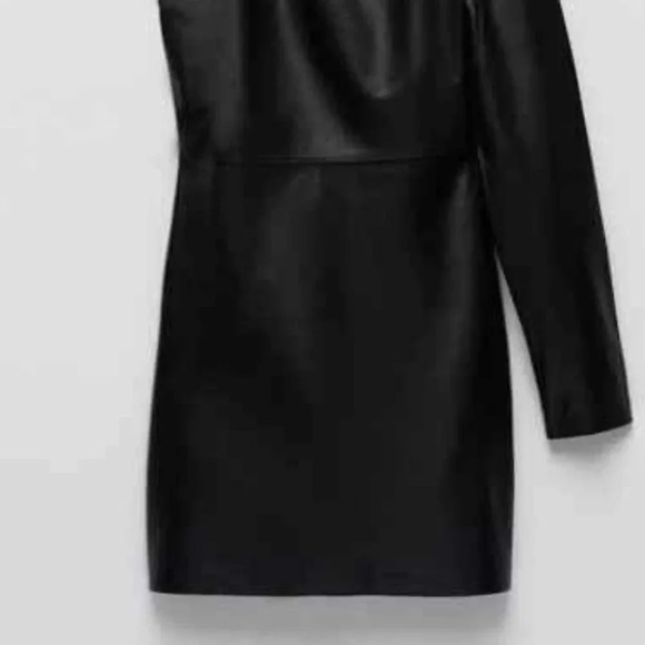 NWT Zara black genuine leather dress - Picture 2 of 12